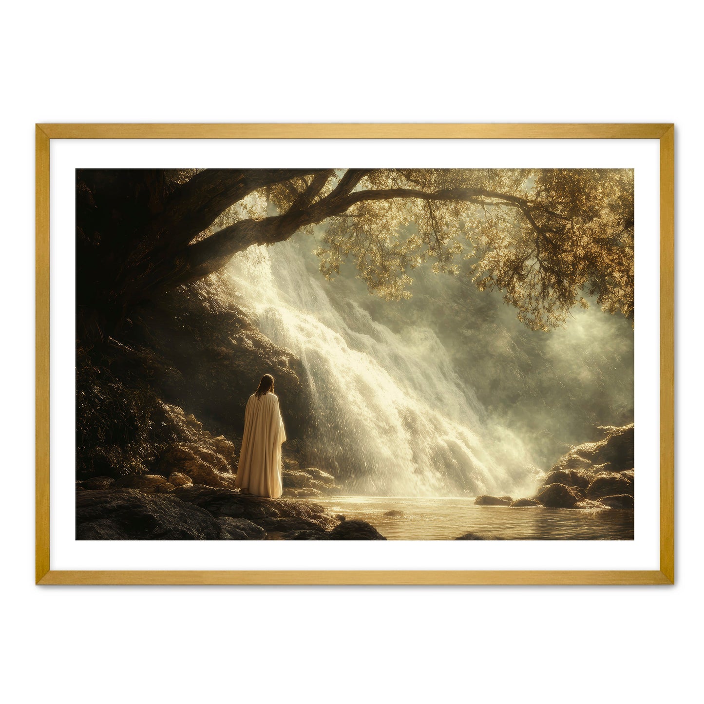 Jesus by Waterfall