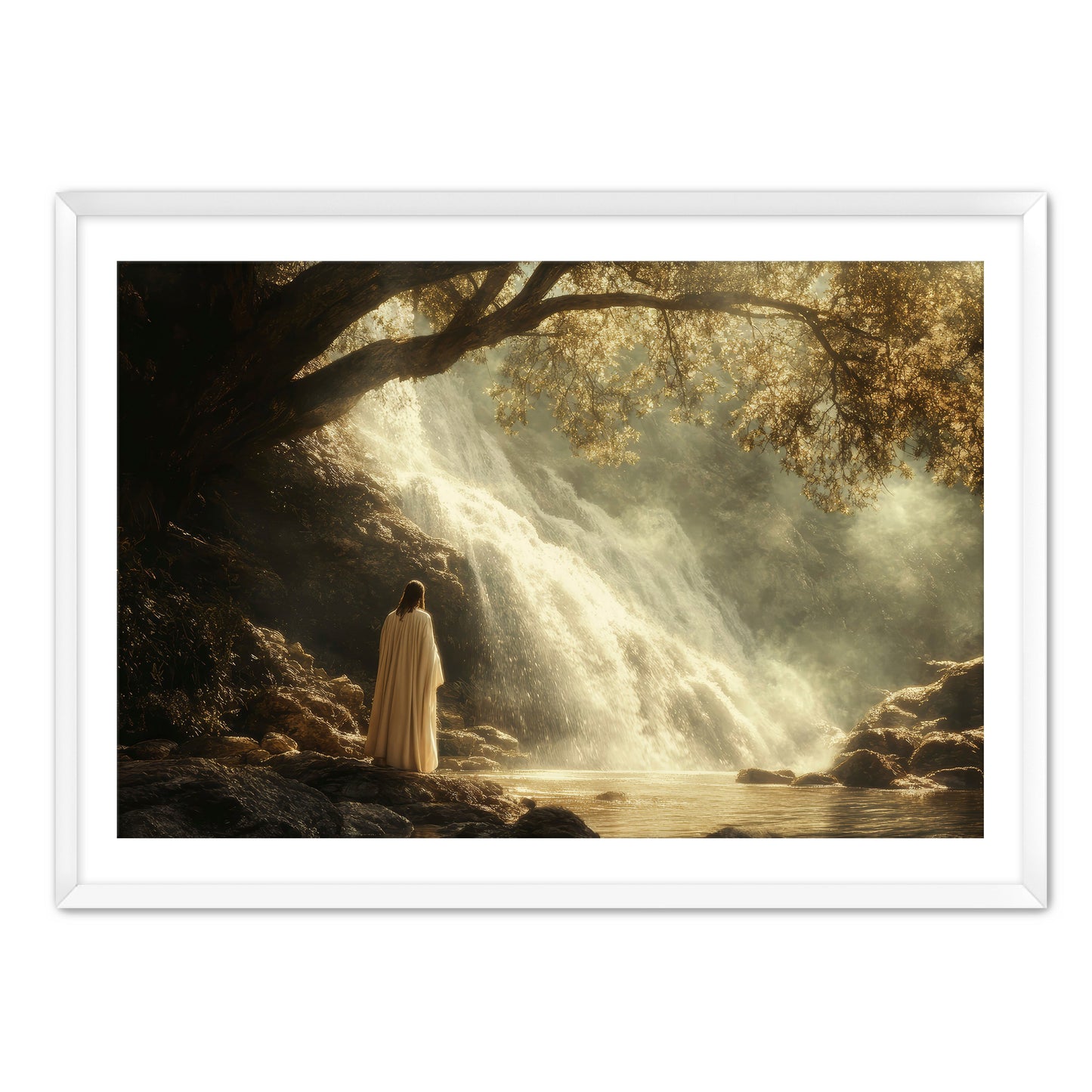 Jesus by Waterfall