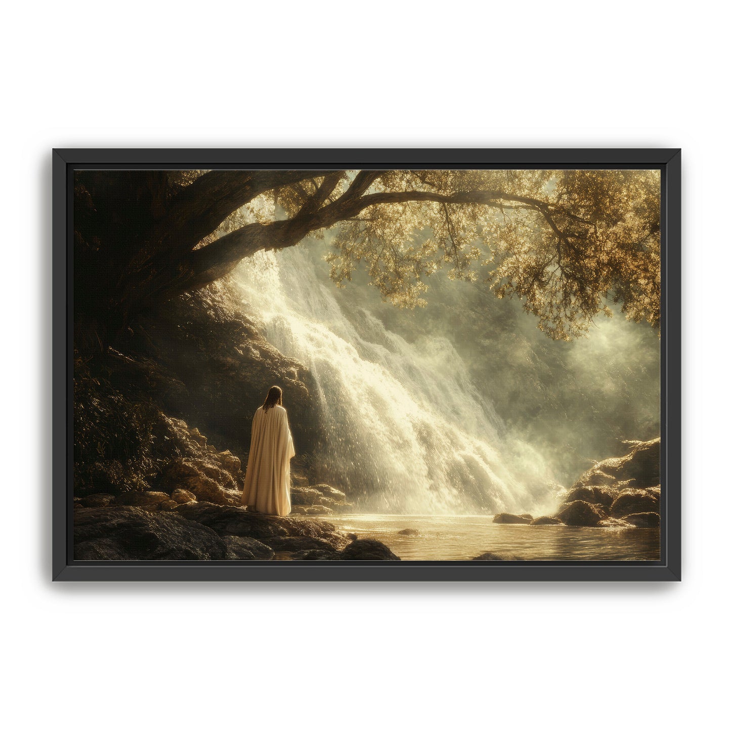 Jesus by Waterfall