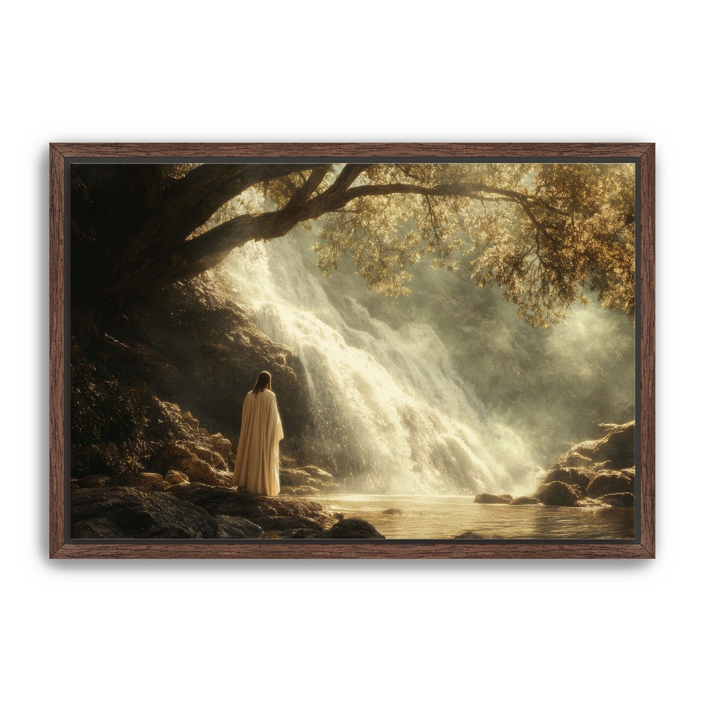Jesus by Waterfall