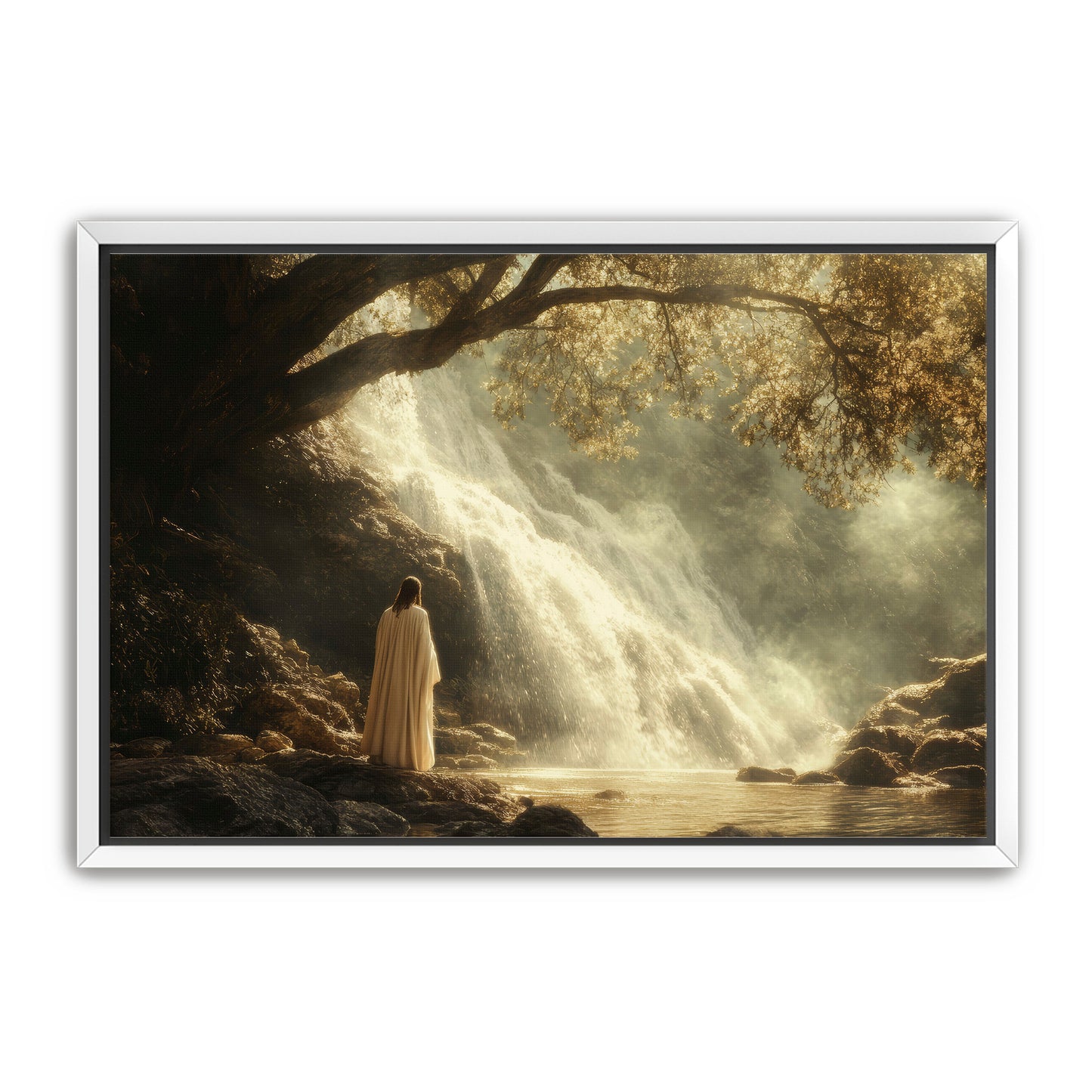 Jesus by Waterfall
