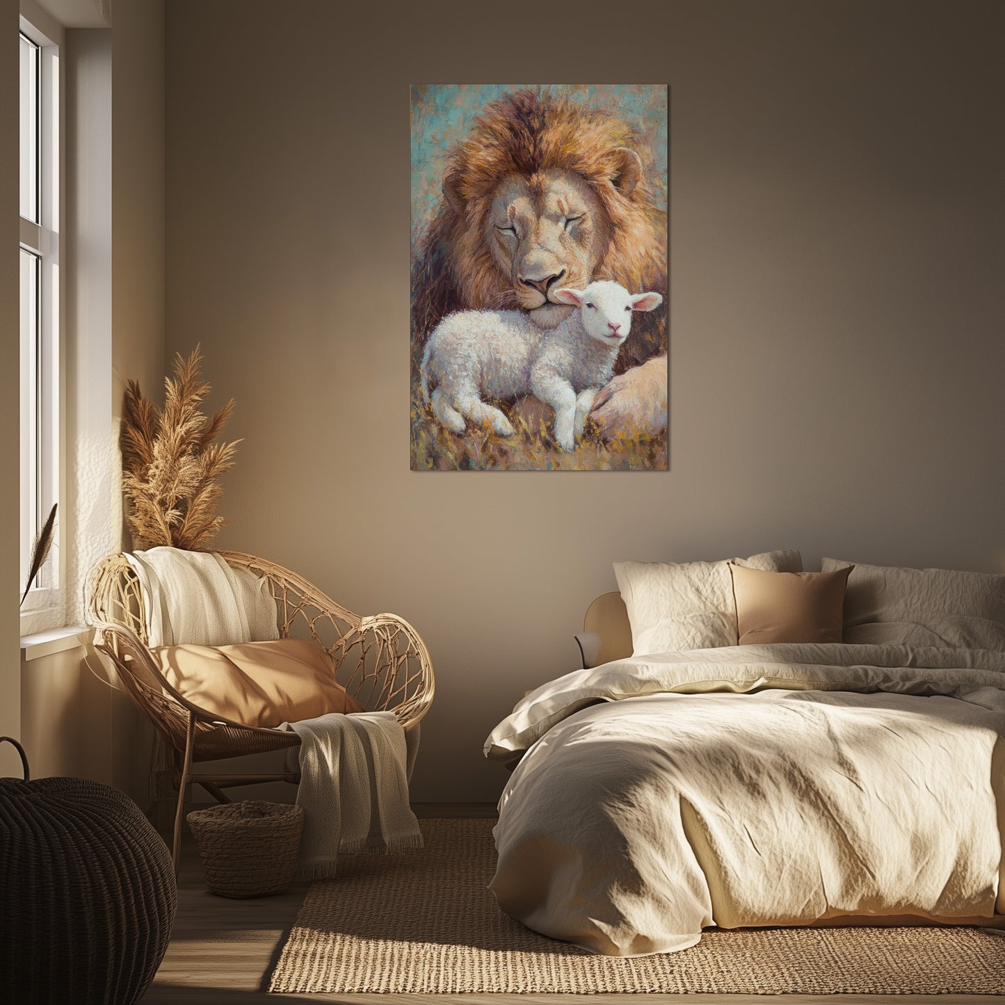 Lion Protecting Lamb