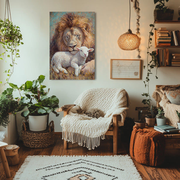 Lion Protecting Lamb