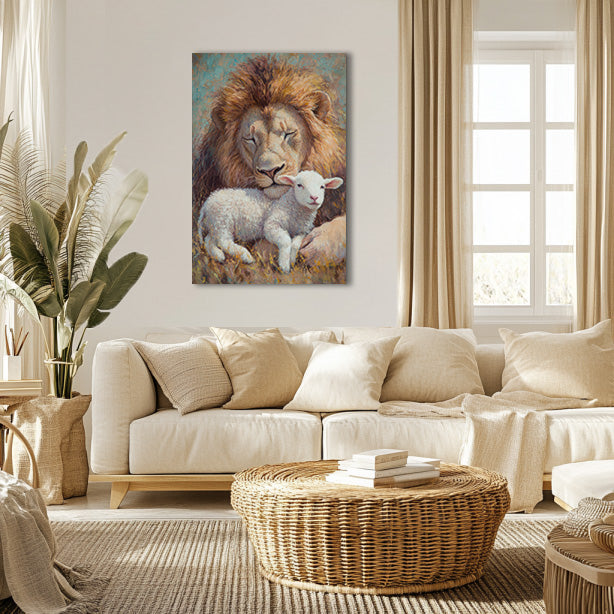 Lion Protecting Lamb