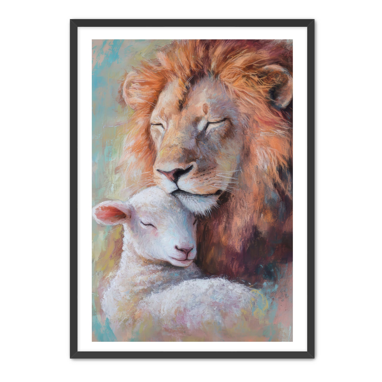Lion Nuzzles Lamb