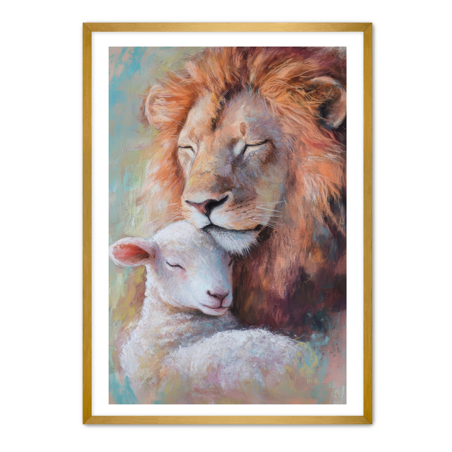 Lion Nuzzles Lamb