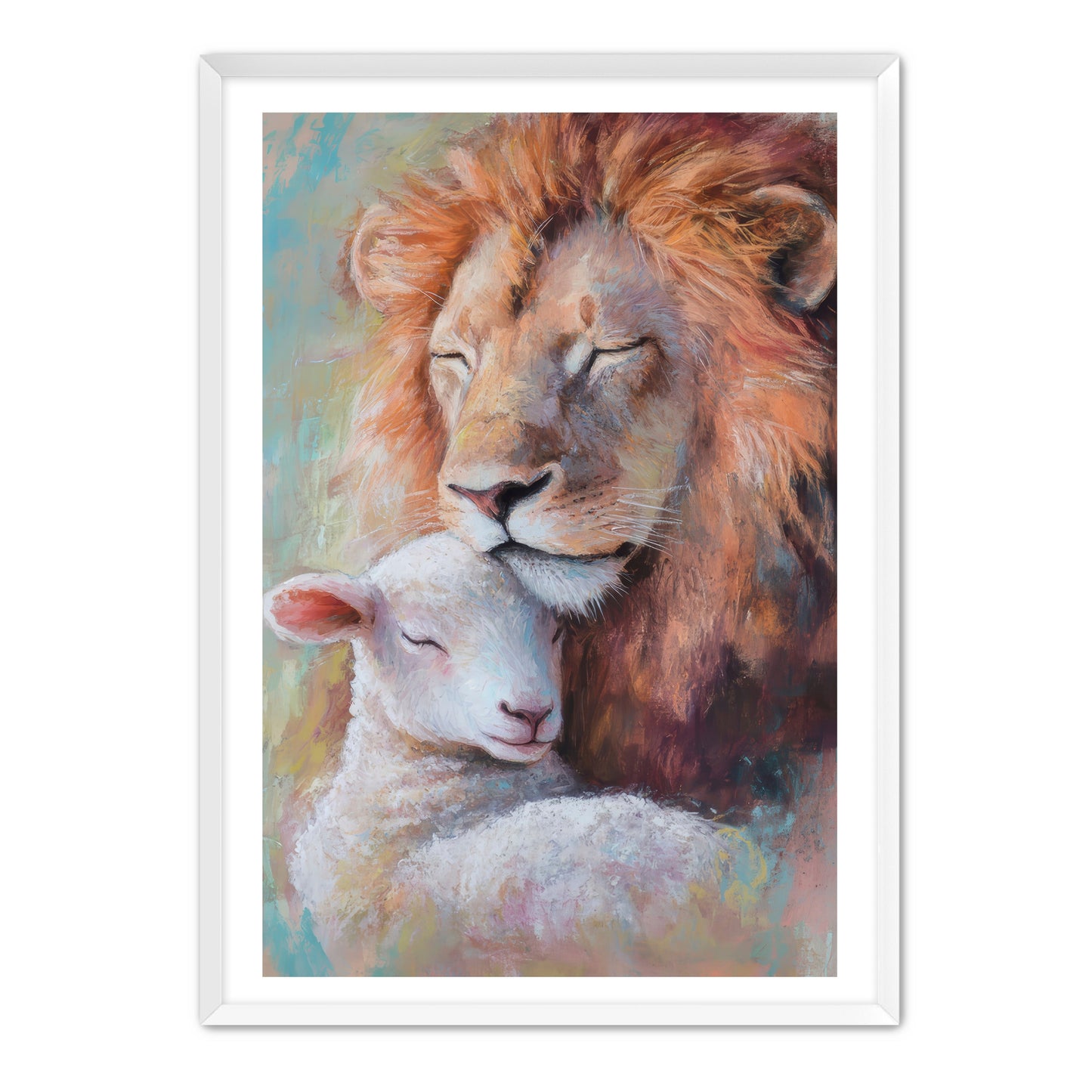 Lion Nuzzles Lamb