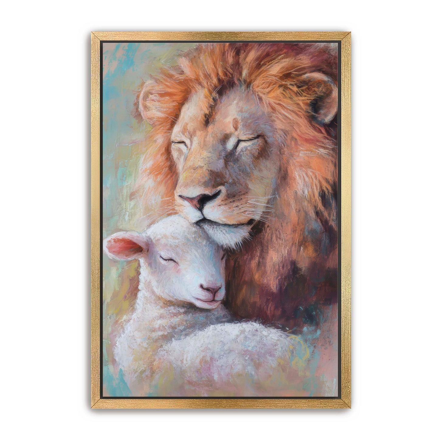 Lion Nuzzles Lamb