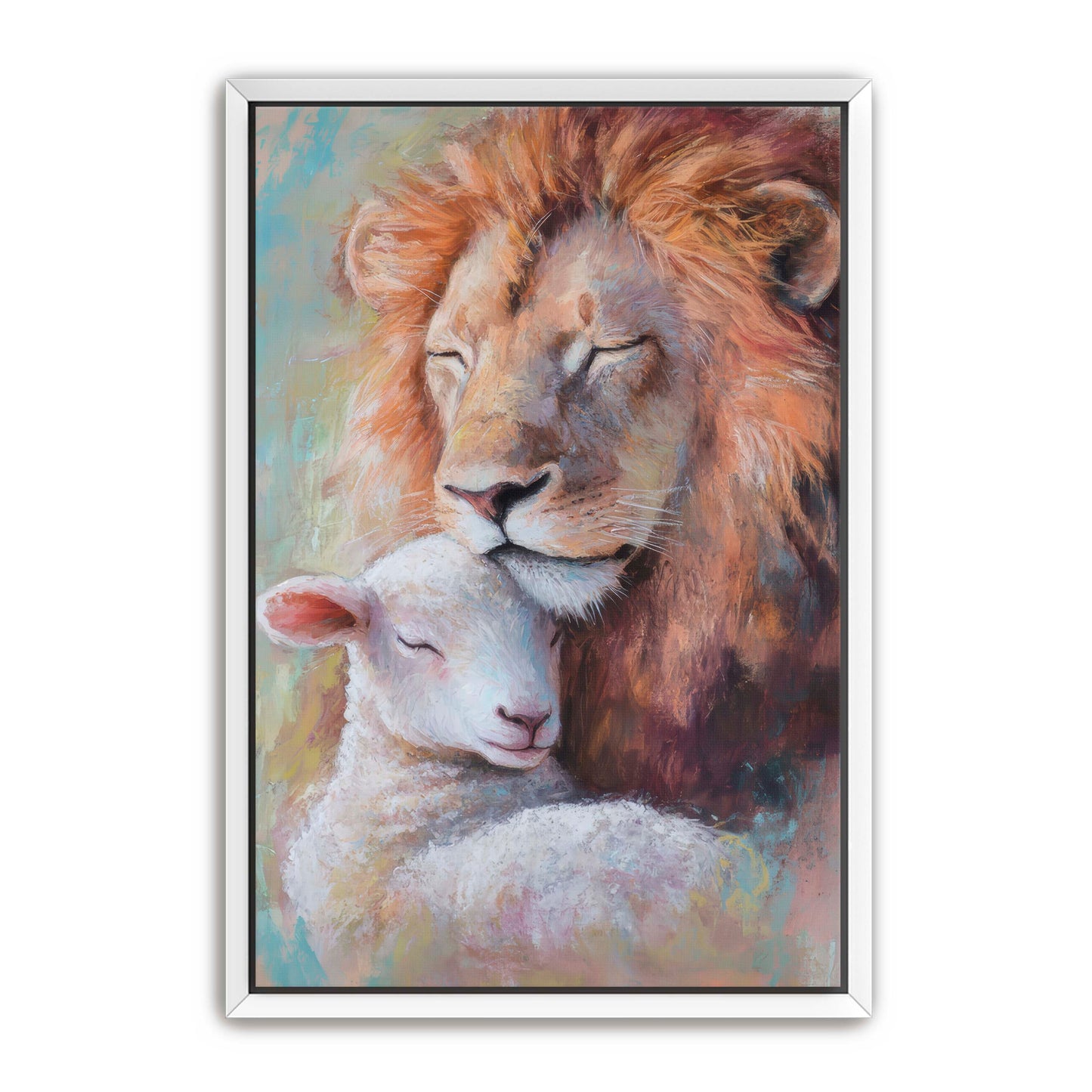 Lion Nuzzles Lamb