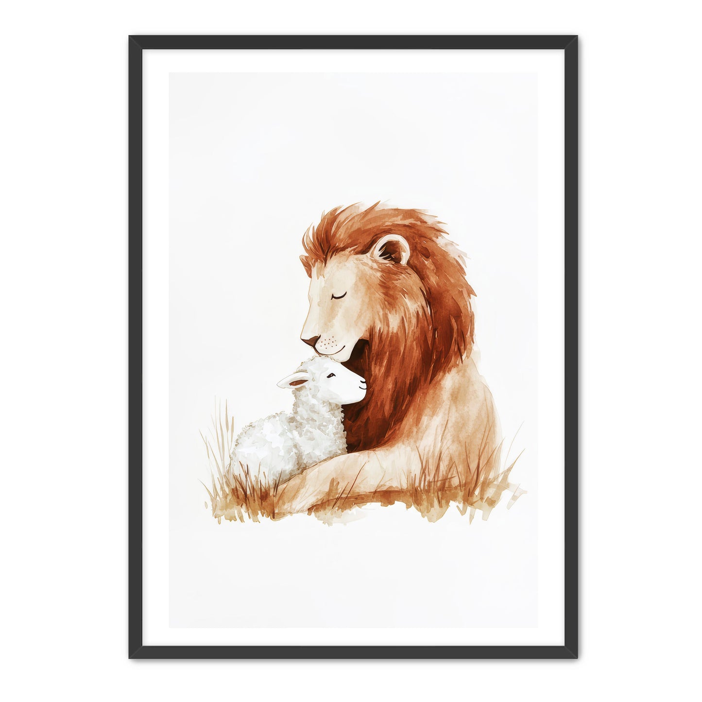 Lion and Lamb Watercolor