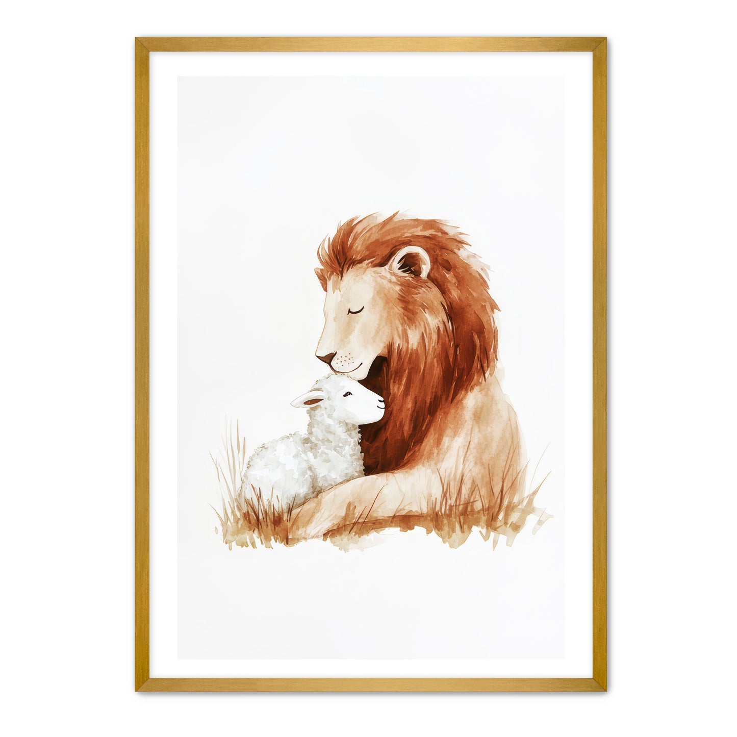 Lion and Lamb Watercolor