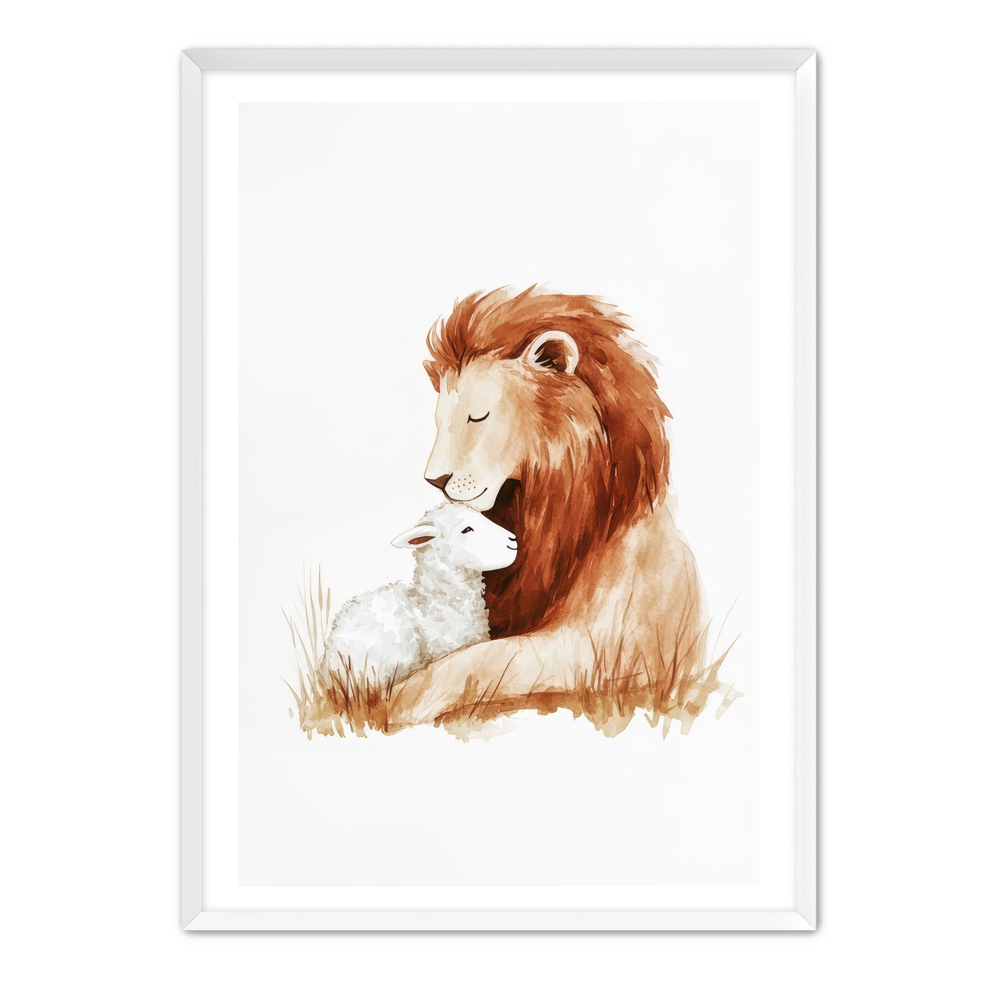 Lion and Lamb Watercolor