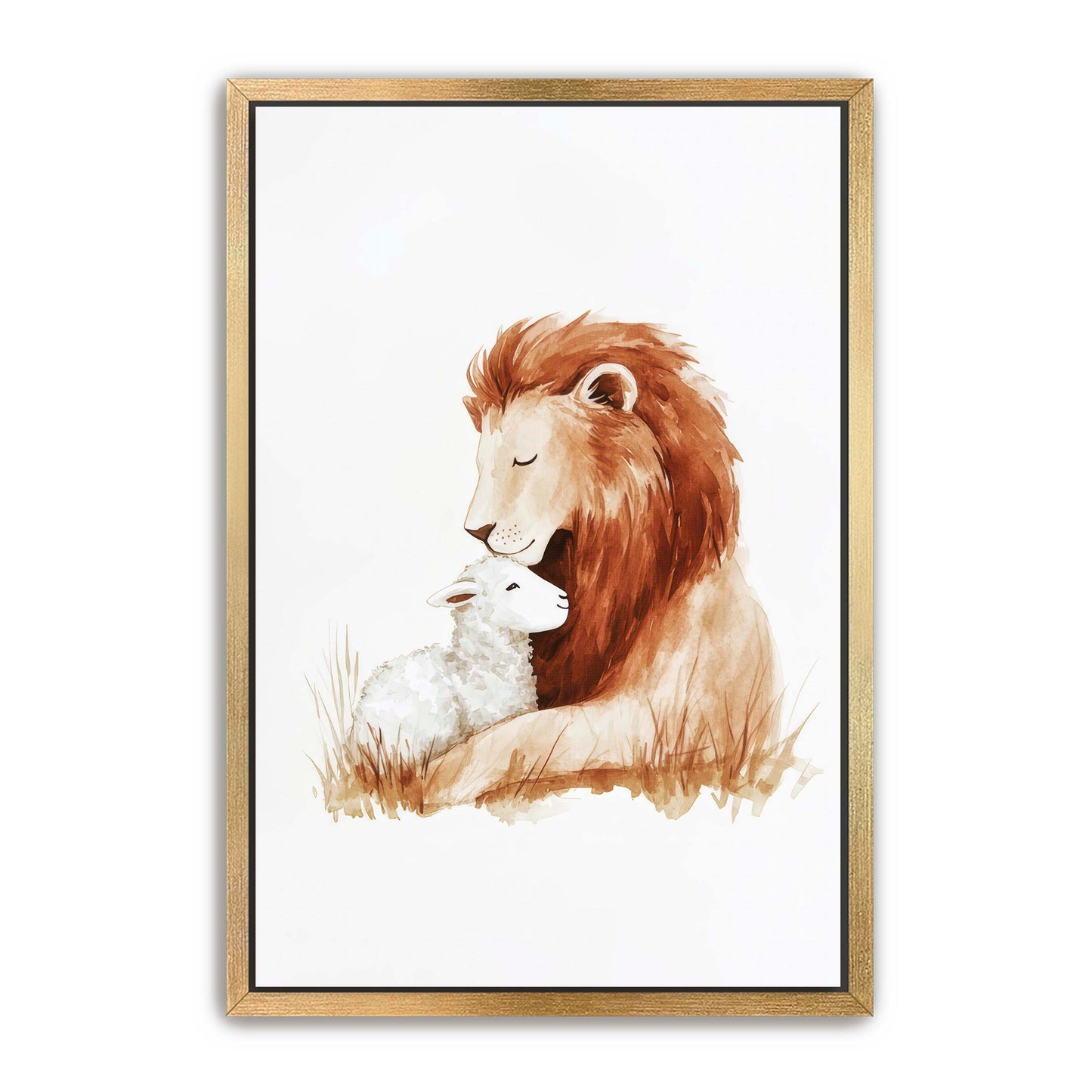 Lion and Lamb Watercolor