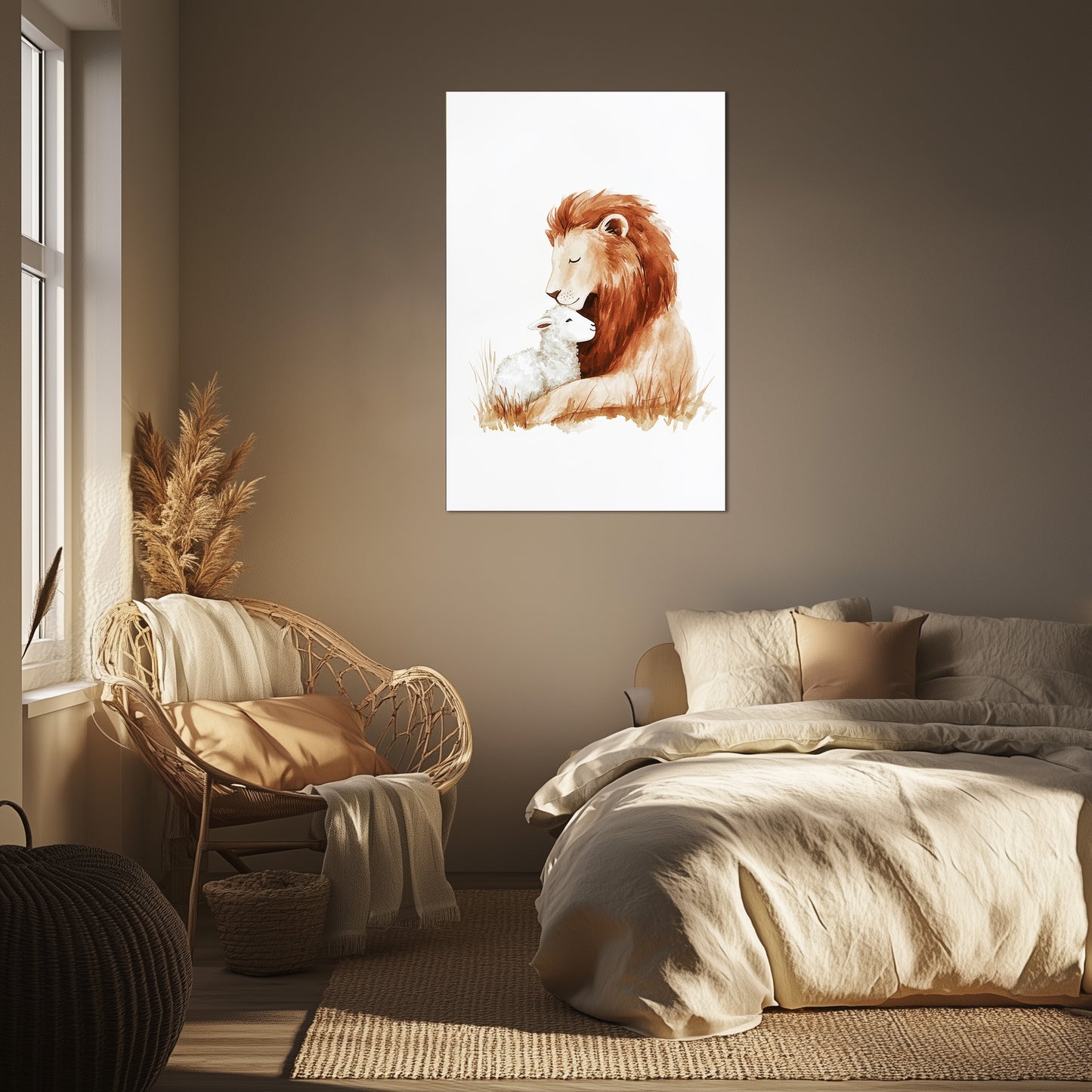 Lion and Lamb Watercolor