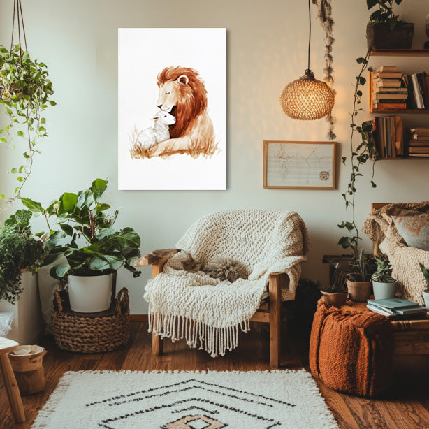 Lion and Lamb Watercolor