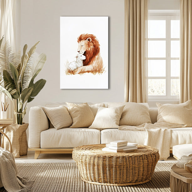 Lion and Lamb Watercolor