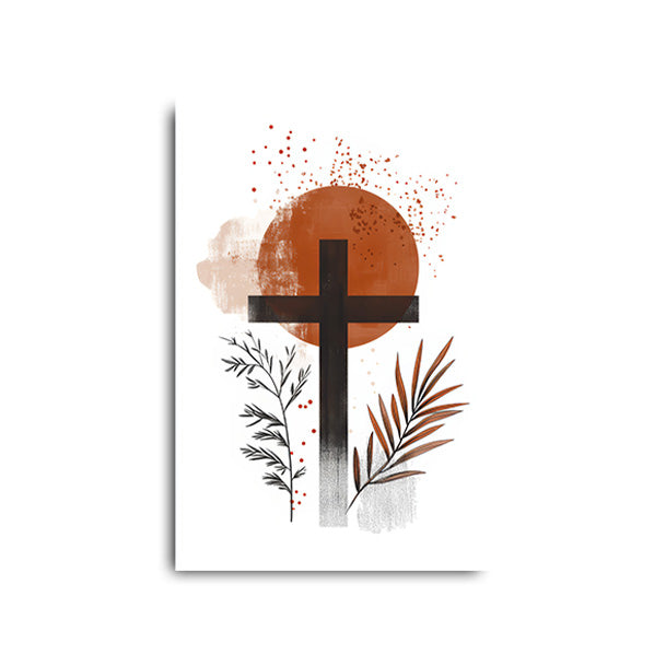 Modern Cross Print Orange Sun