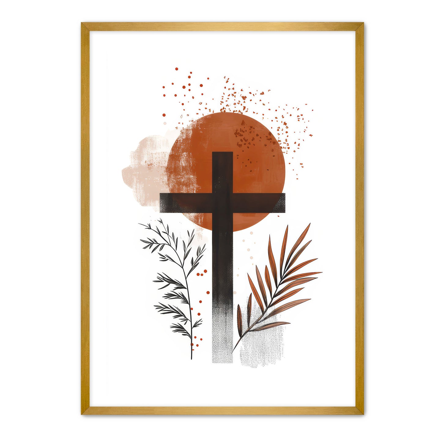 Modern Cross Print Orange Sun
