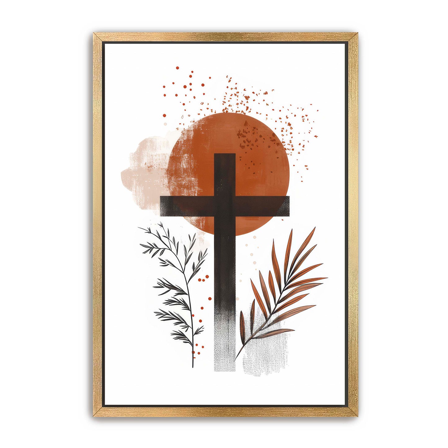 Modern Cross Print Orange Sun