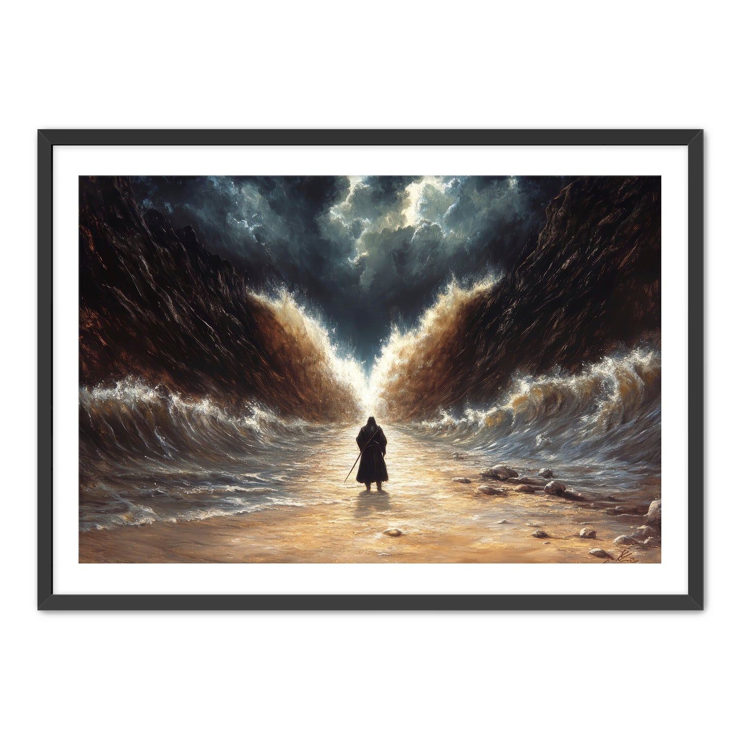 Moses Parting the Red Sea with Staff
