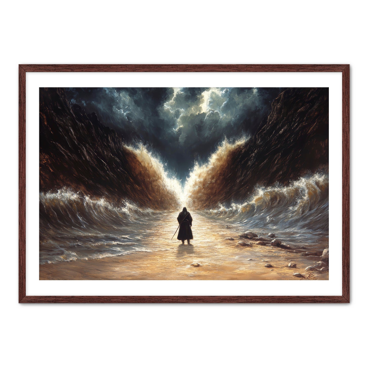 Moses Parting the Red Sea with Staff