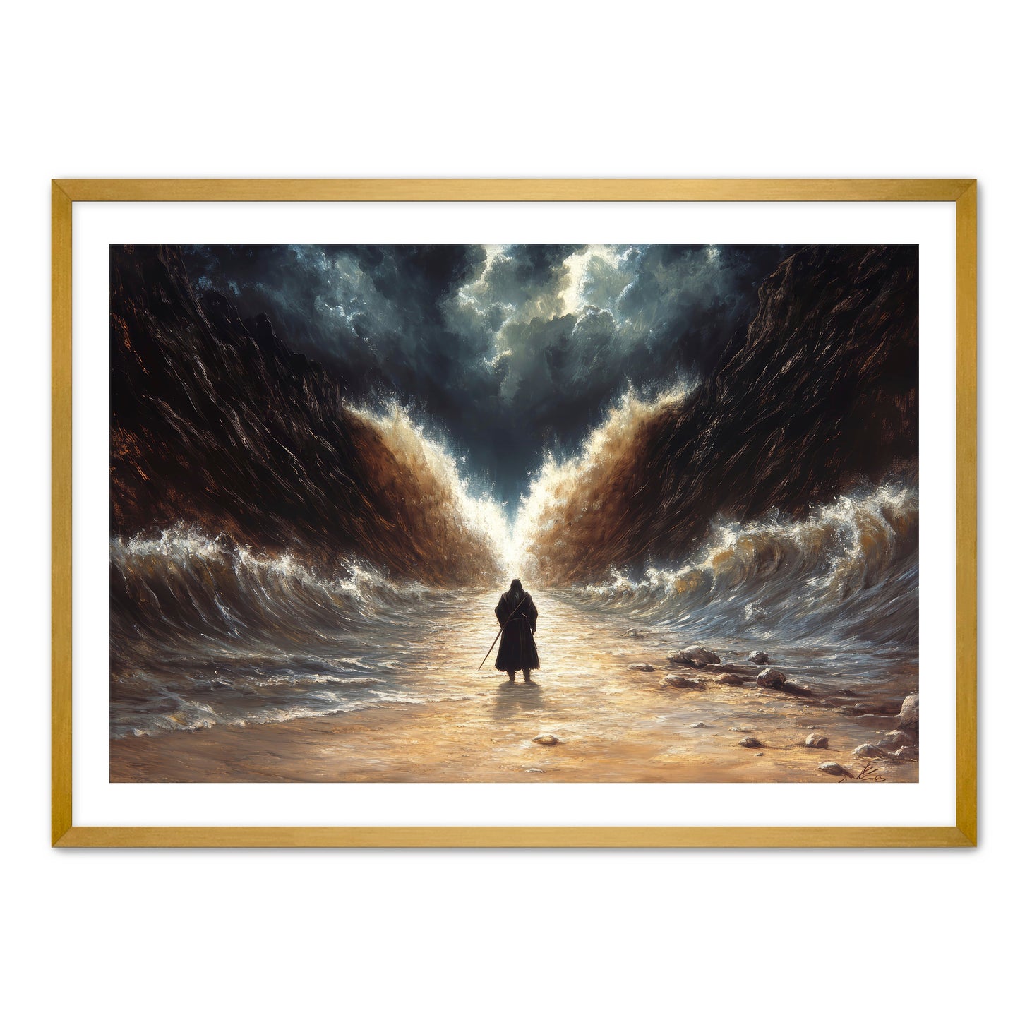 Moses Parting the Red Sea with Staff
