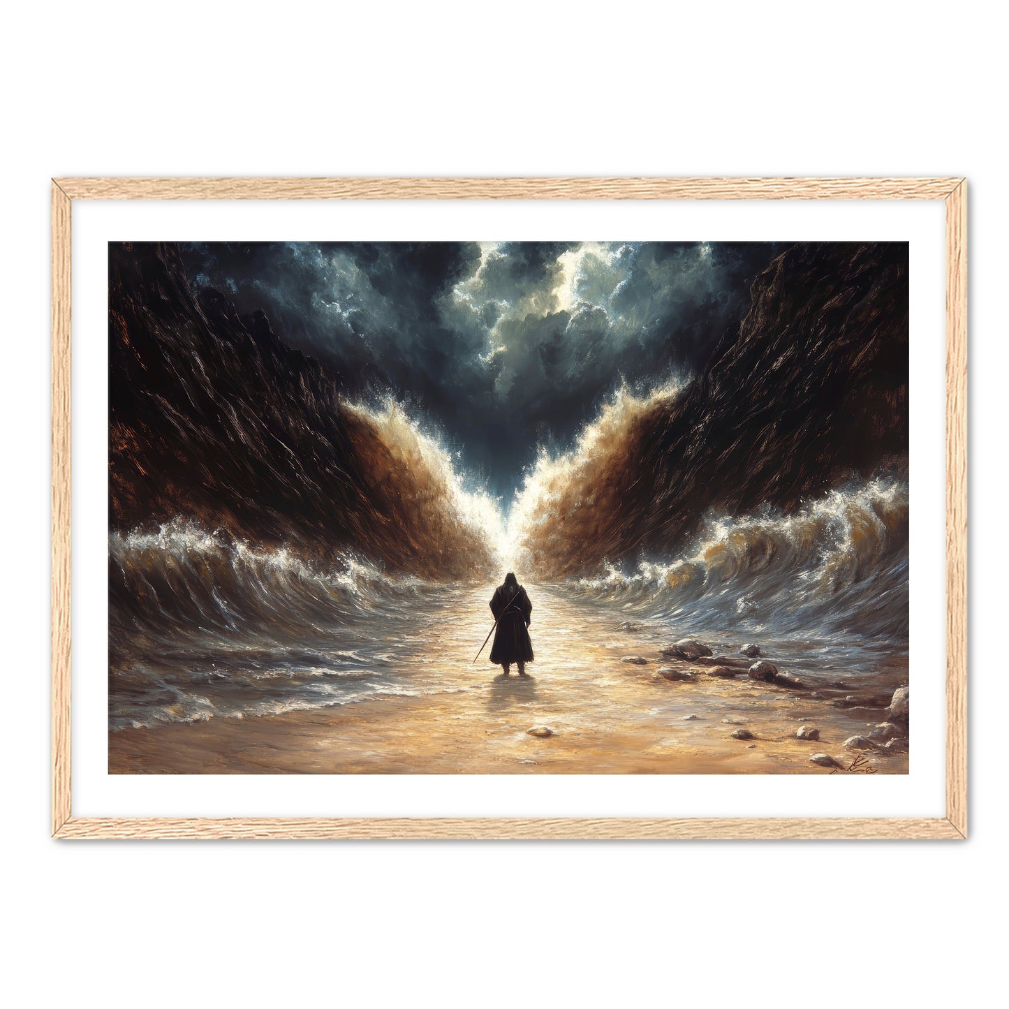 Moses Parting the Red Sea with Staff