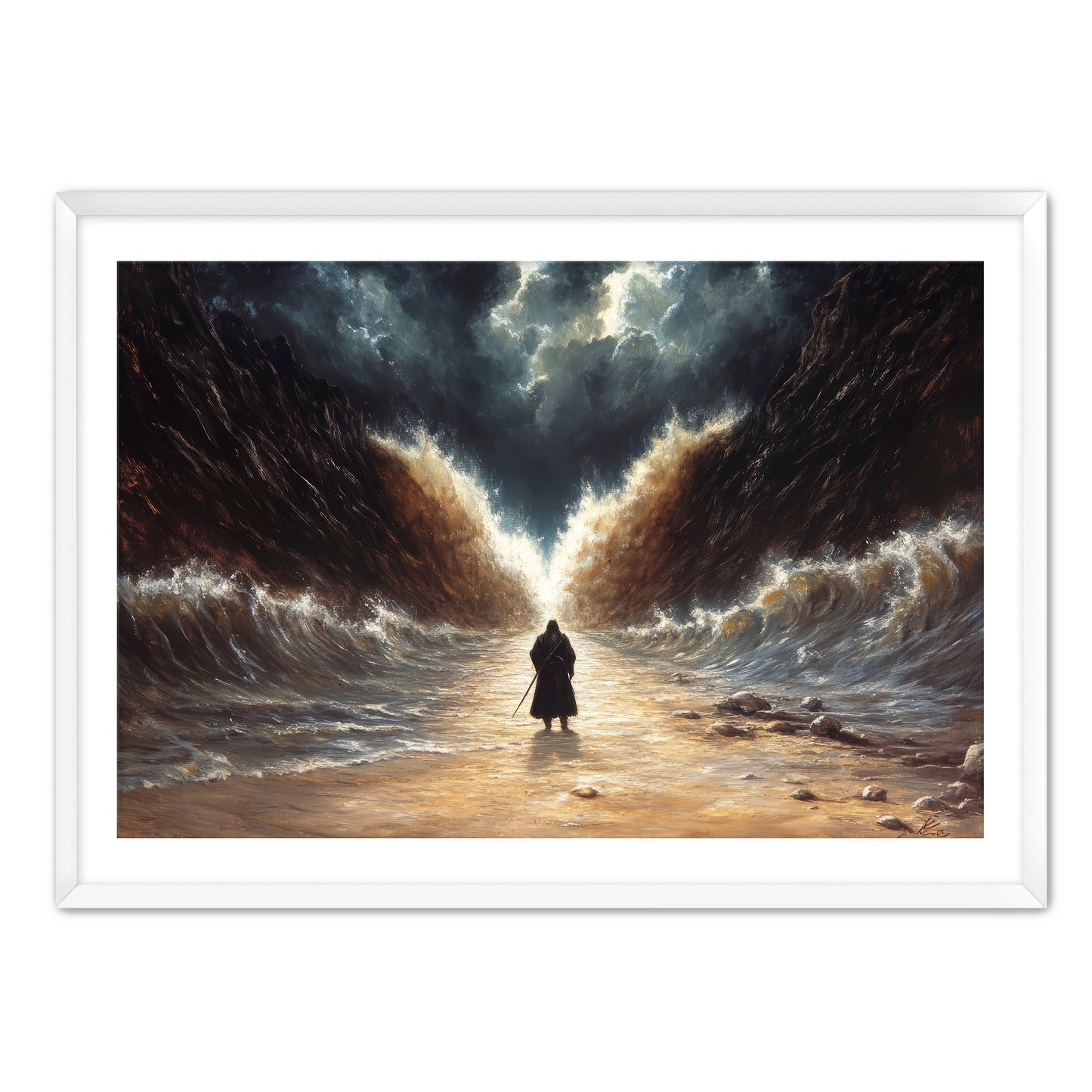 Moses Parting the Red Sea with Staff