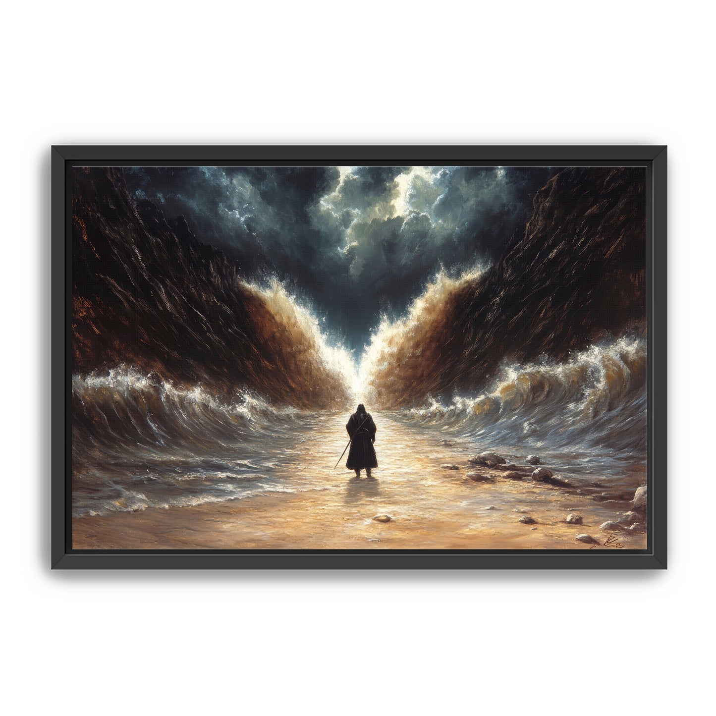 Moses Parting the Red Sea with Staff