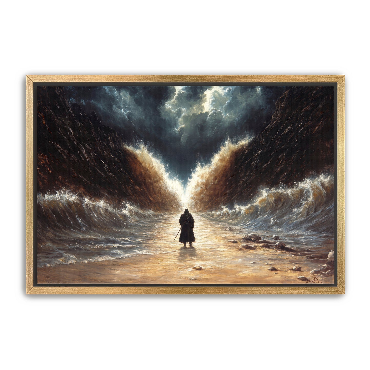 Moses Parting the Red Sea with Staff