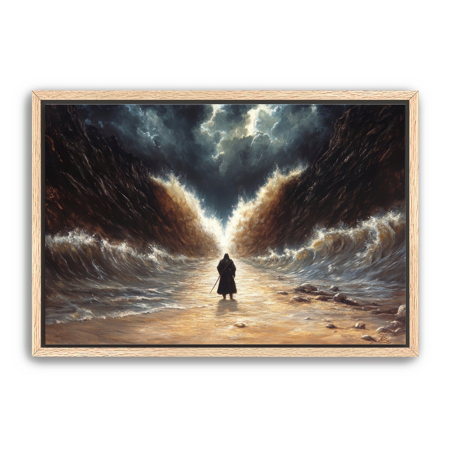 Moses Parting the Red Sea with Staff