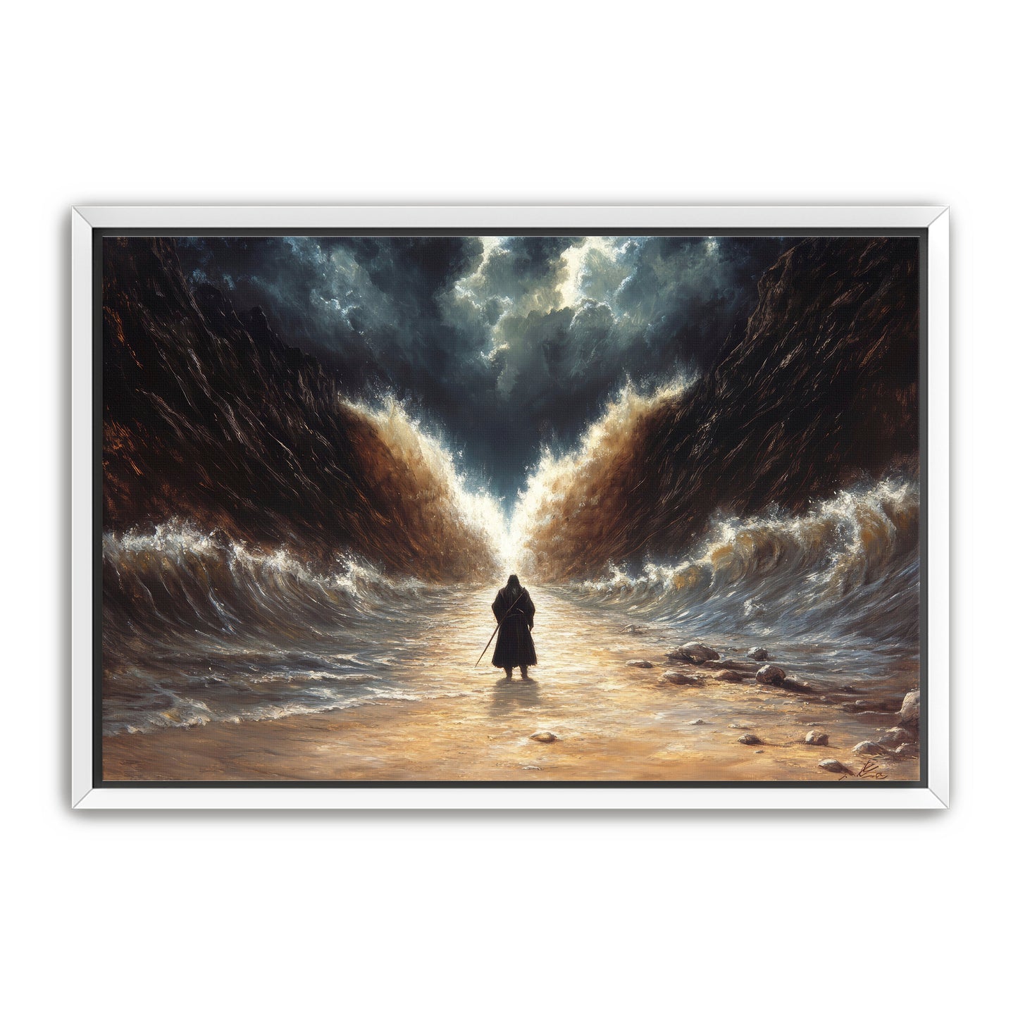 Moses Parting the Red Sea with Staff