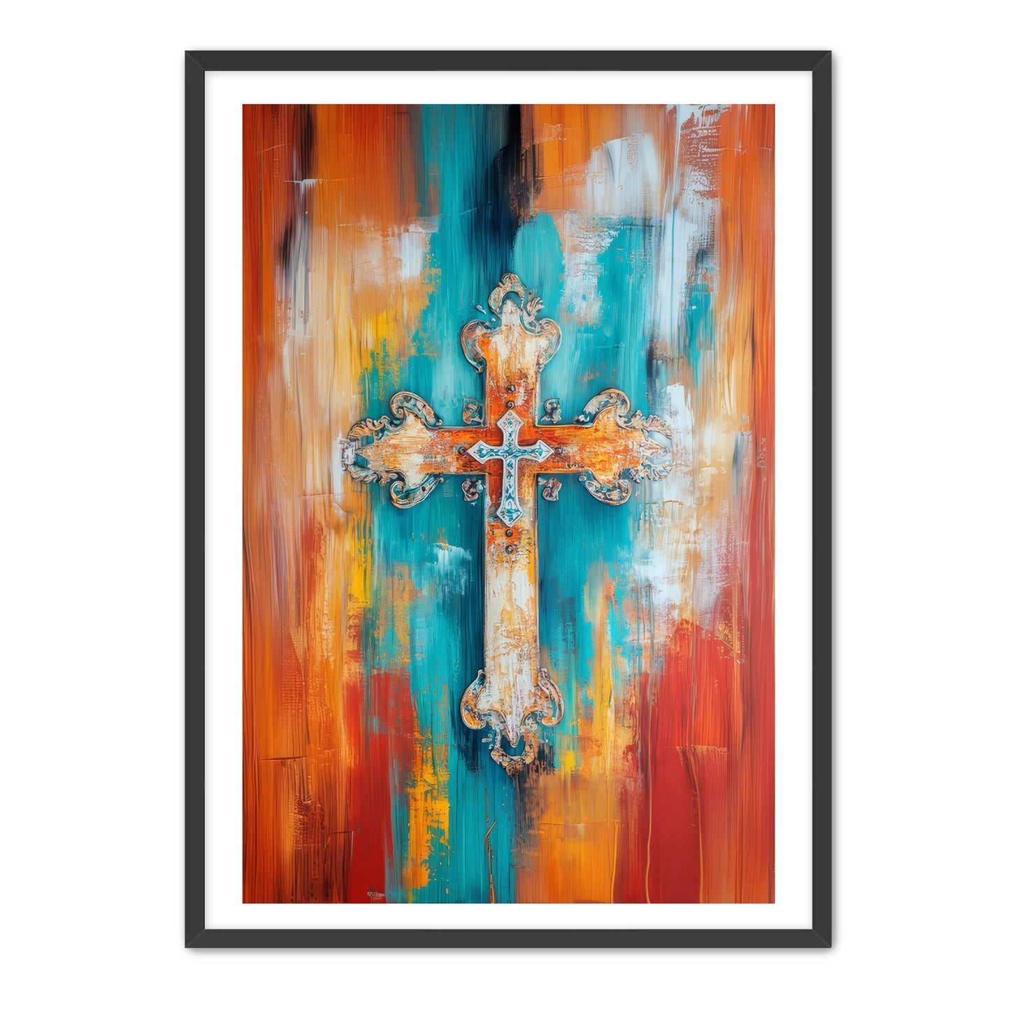 Multicolor Art Print of Cross