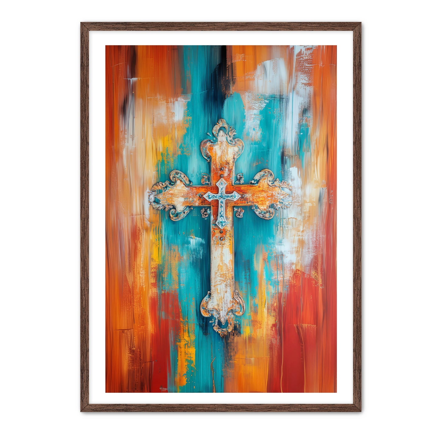 Multicolor Art Print of Cross
