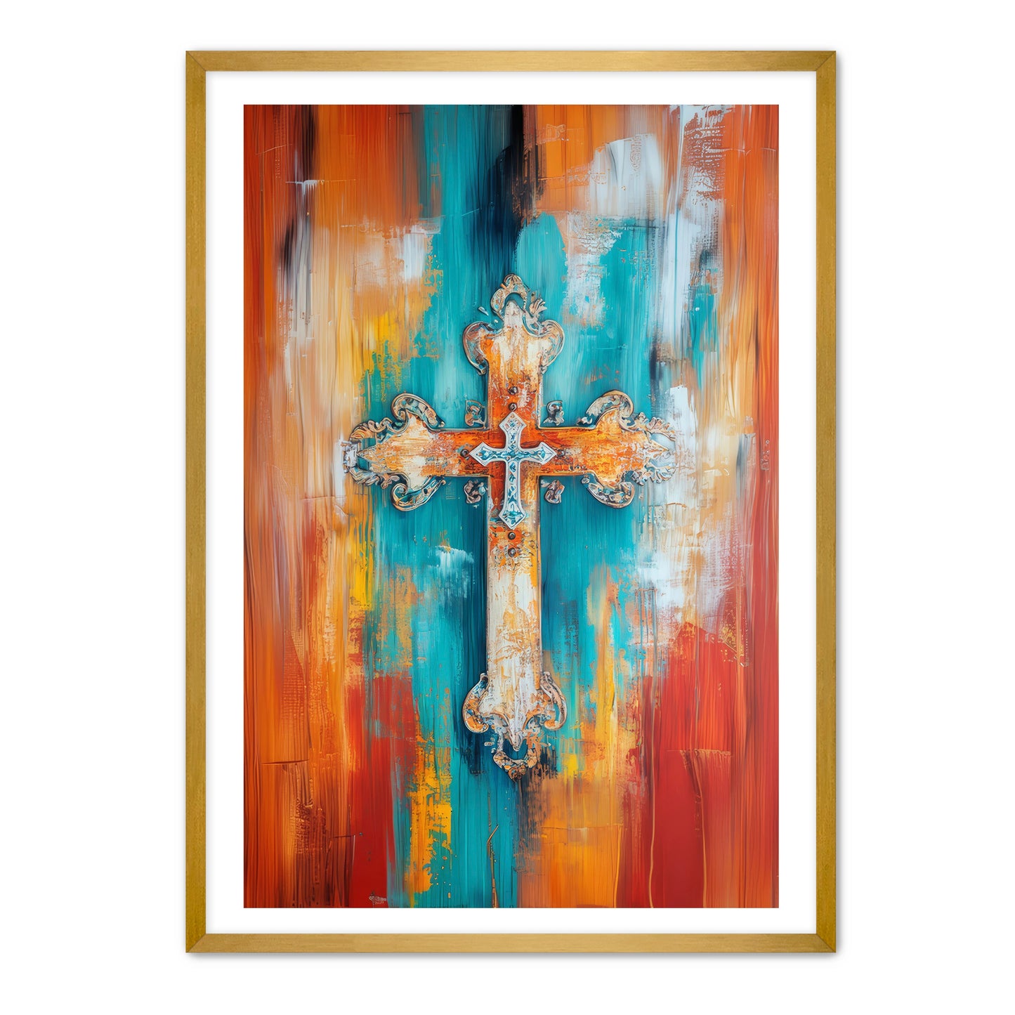 Multicolor Art Print of Cross