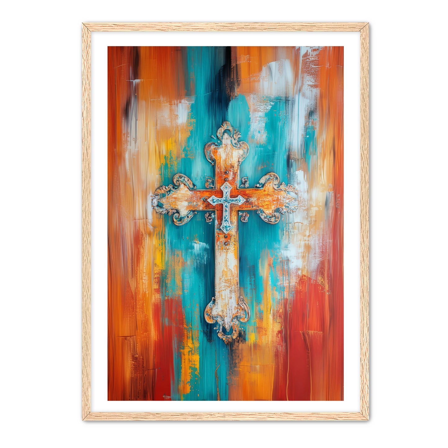 Multicolor Art Print of Cross