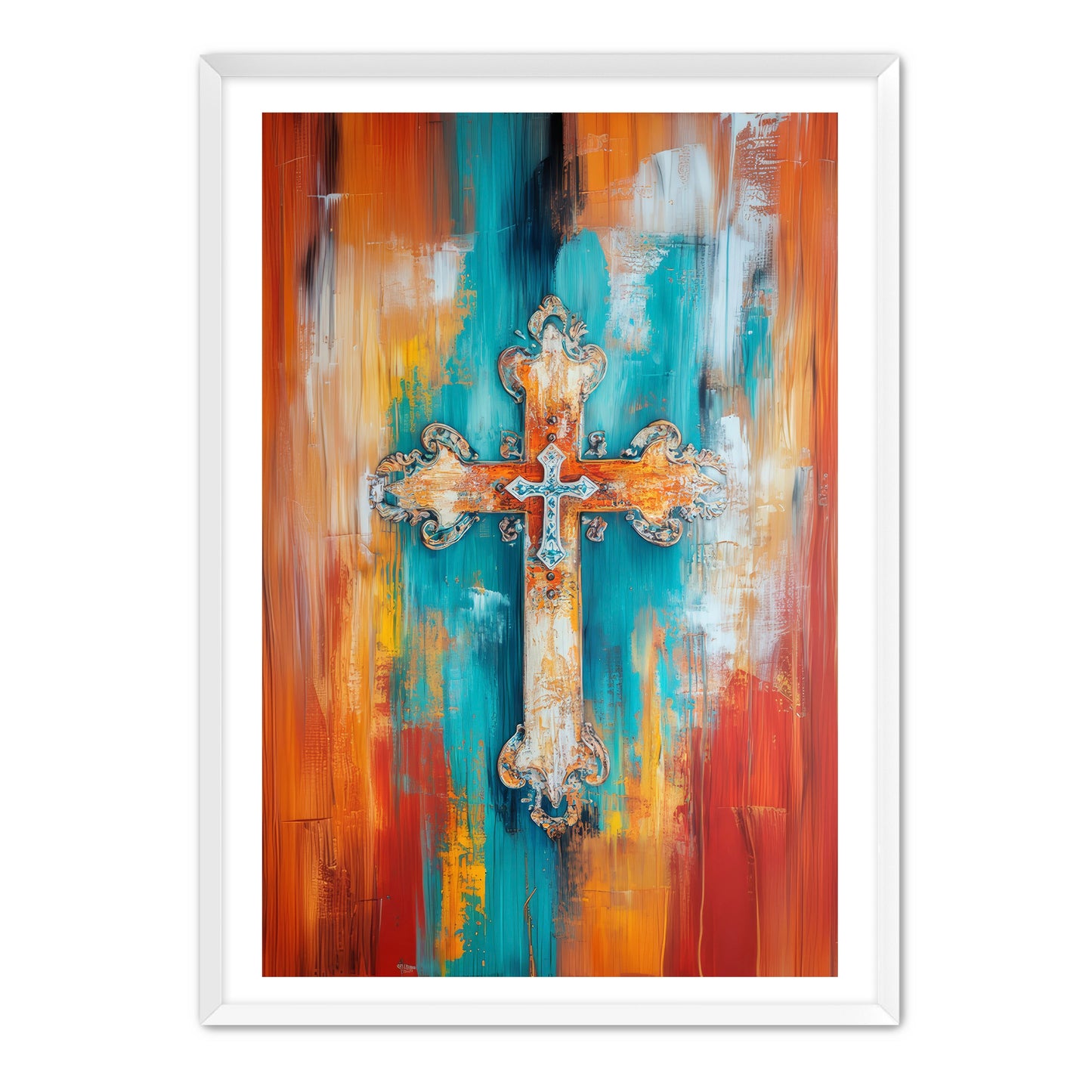 Multicolor Art Print of Cross