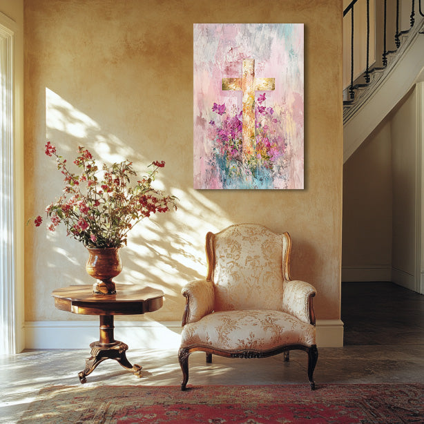 Pink Faded Cross Print