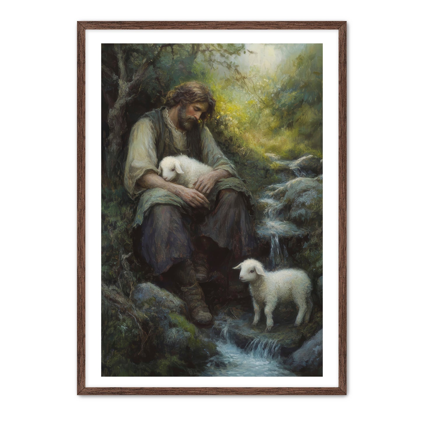 Shepherd Holds Lamb