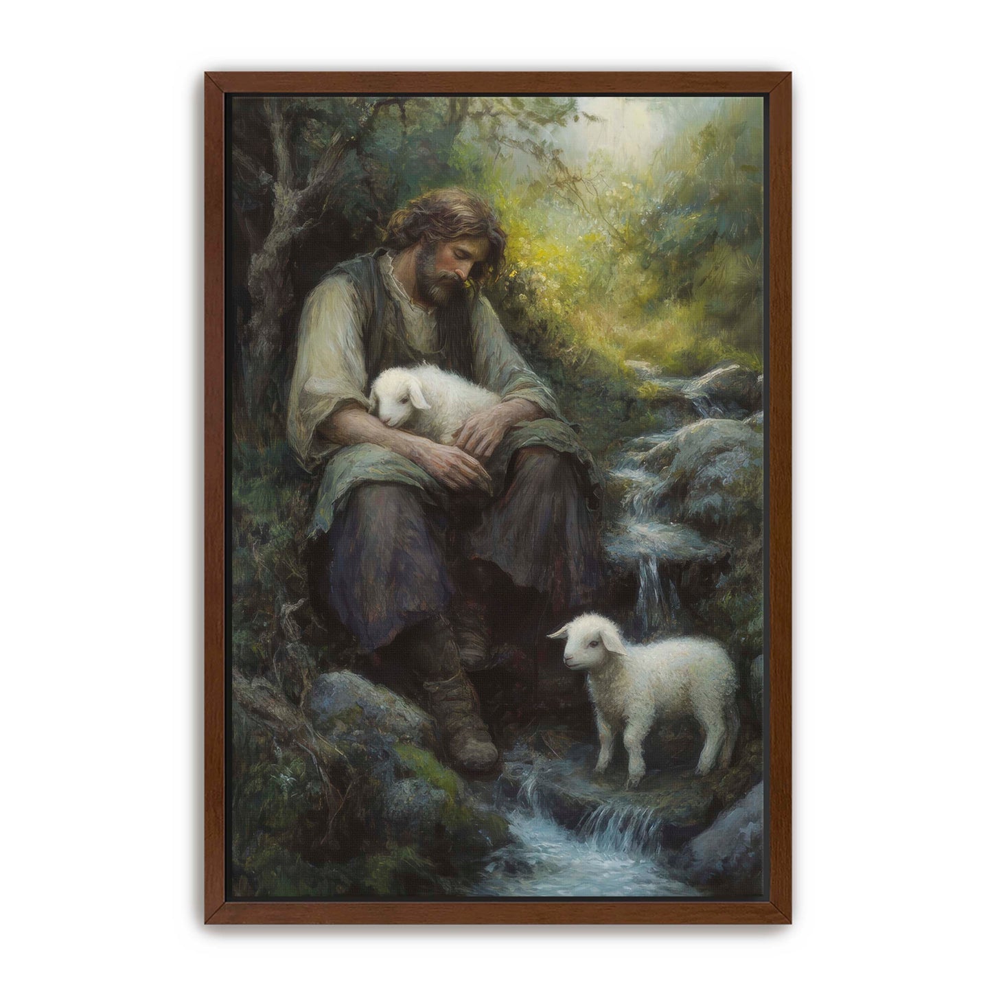 Shepherd Holds Lamb
