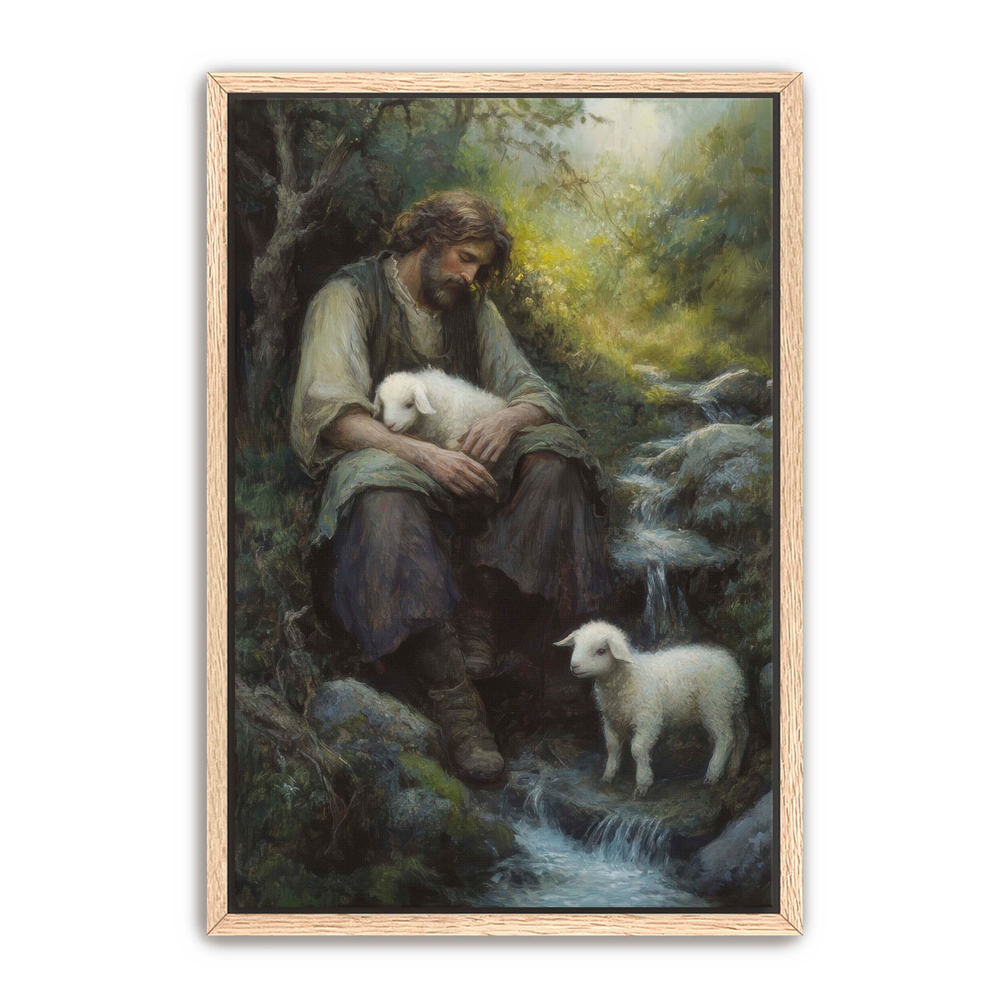 Shepherd Holds Lamb