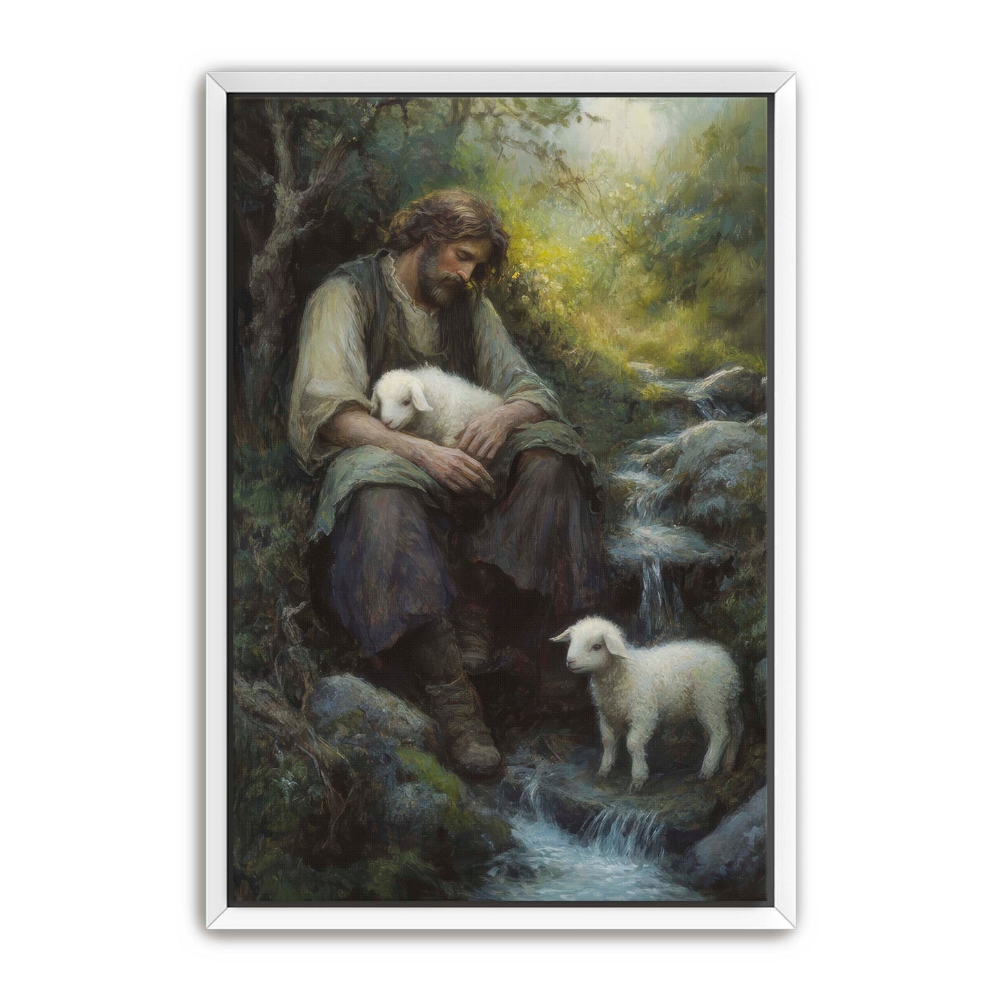 Shepherd Holds Lamb
