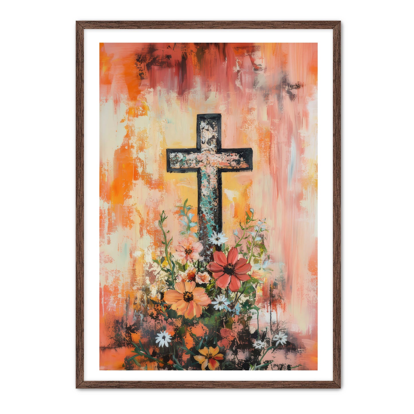 Simple Cross and Flowers