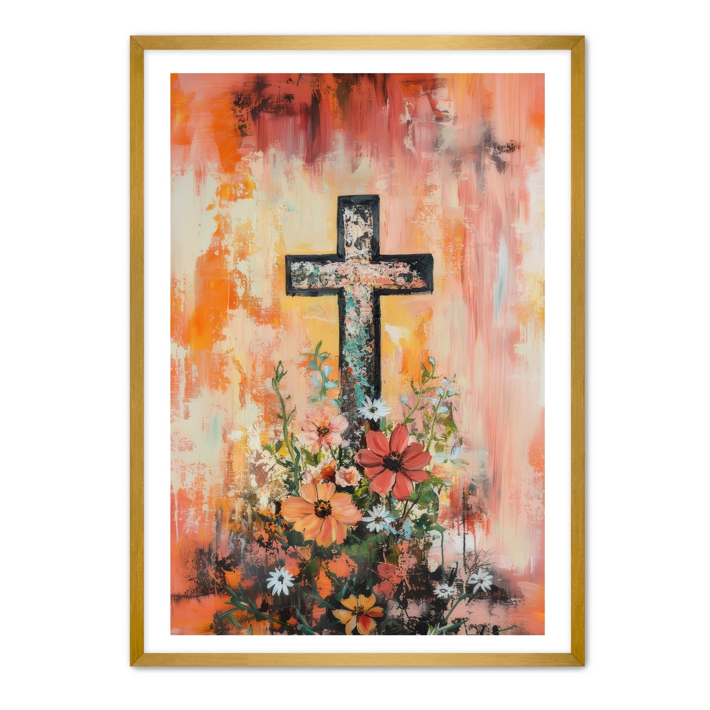 Simple Cross and Flowers