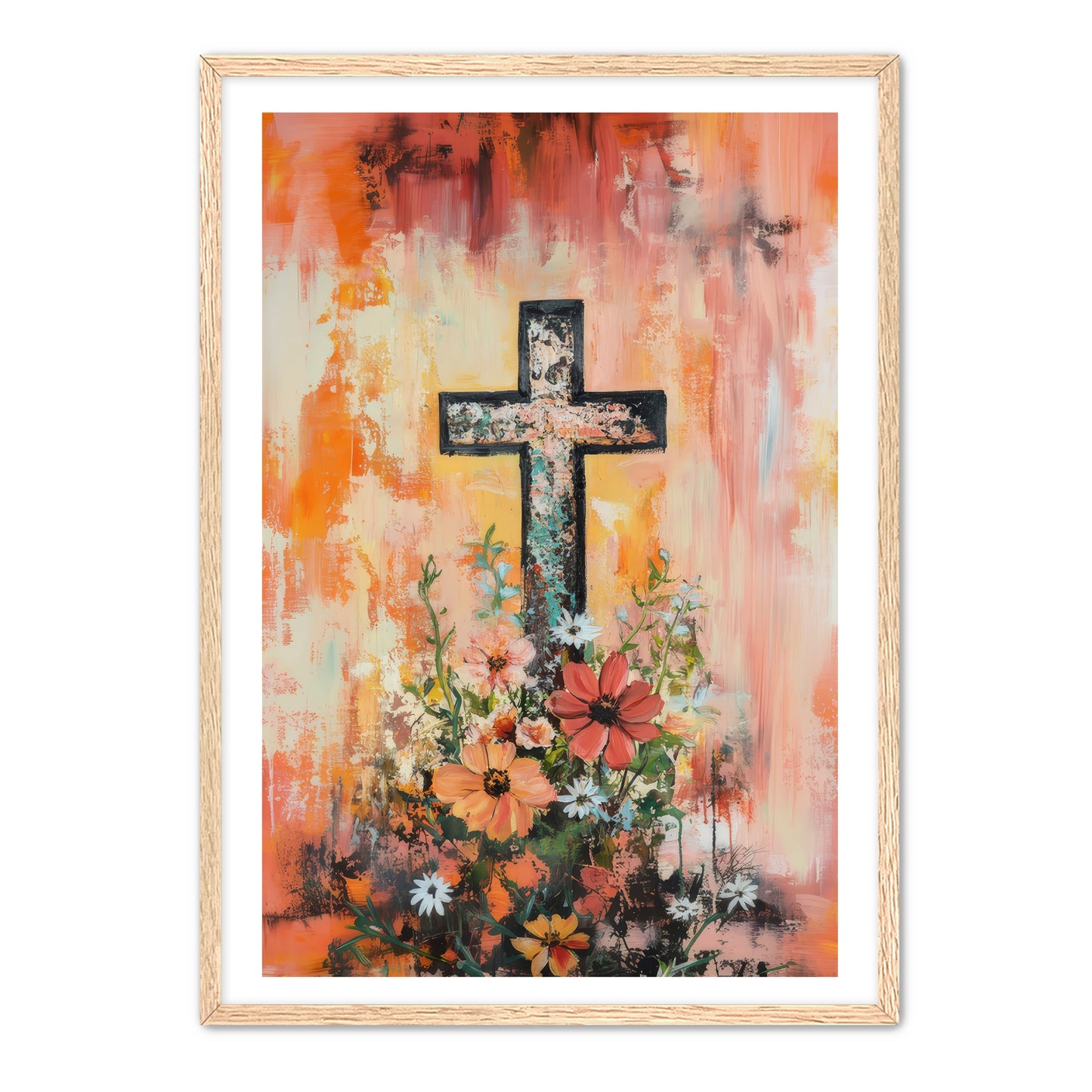 Simple Cross and Flowers