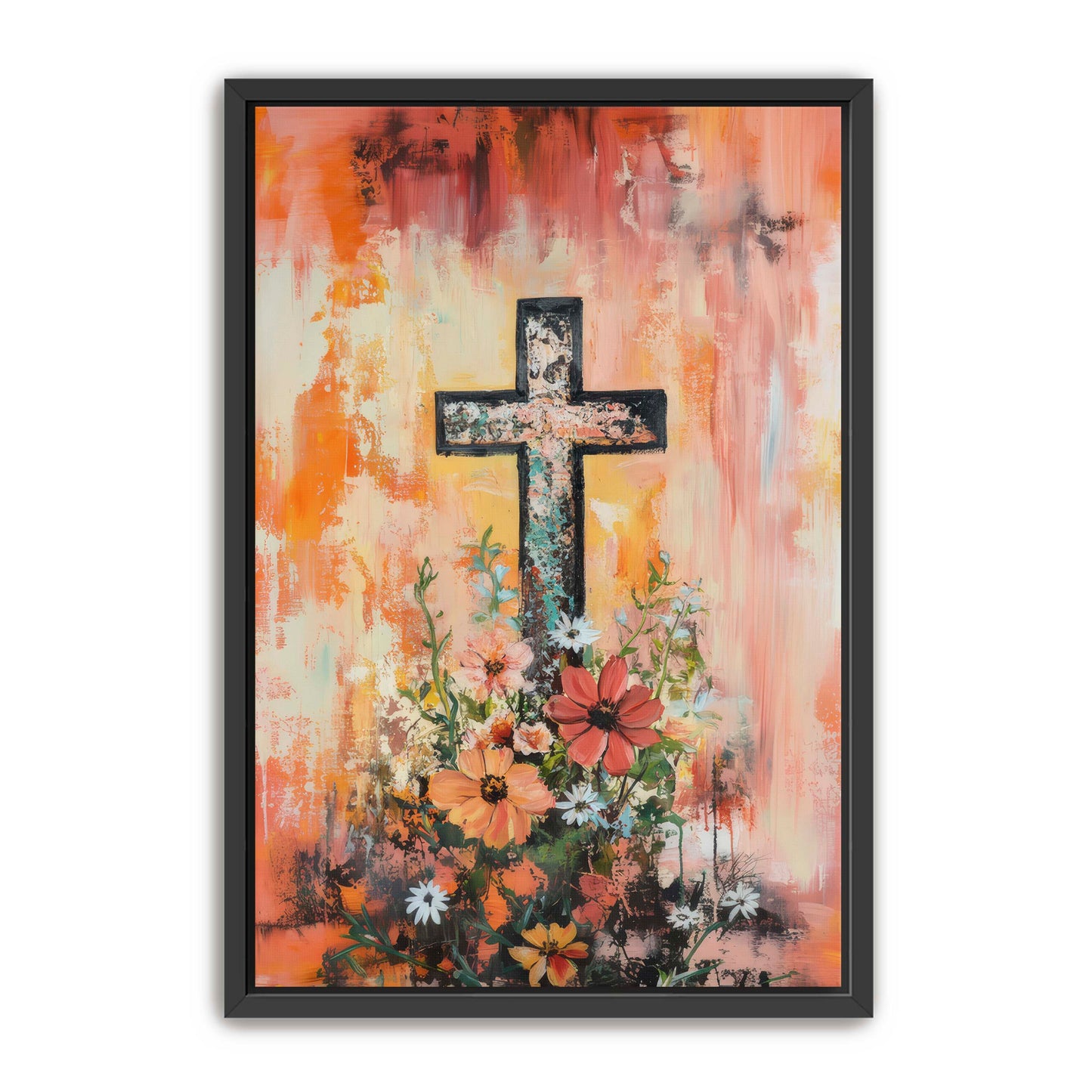 Simple Cross and Flowers