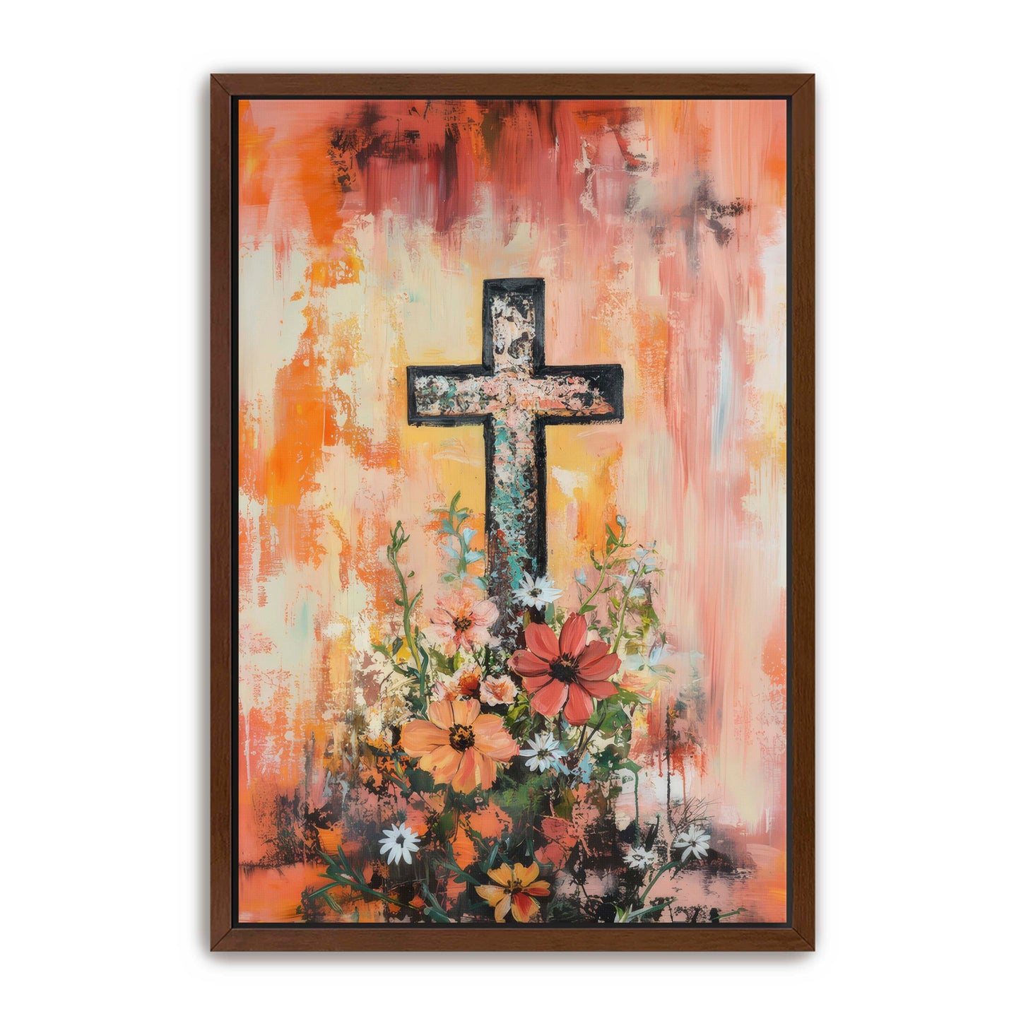 Simple Cross and Flowers