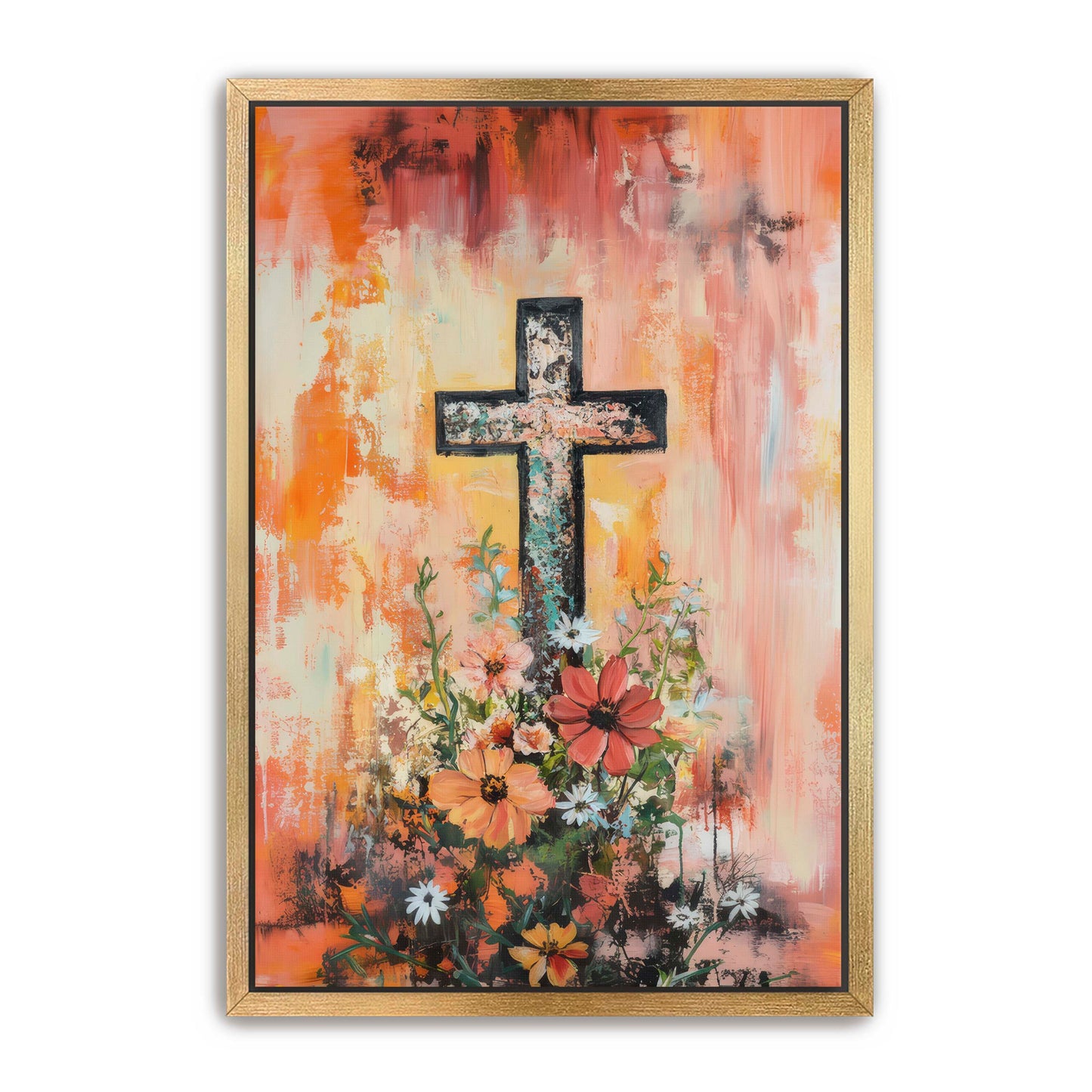 Simple Cross and Flowers