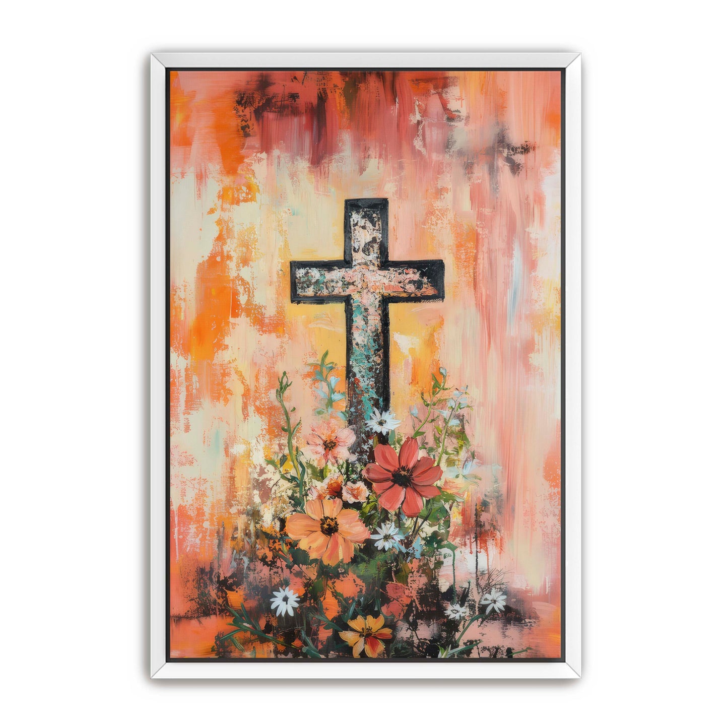 Simple Cross and Flowers
