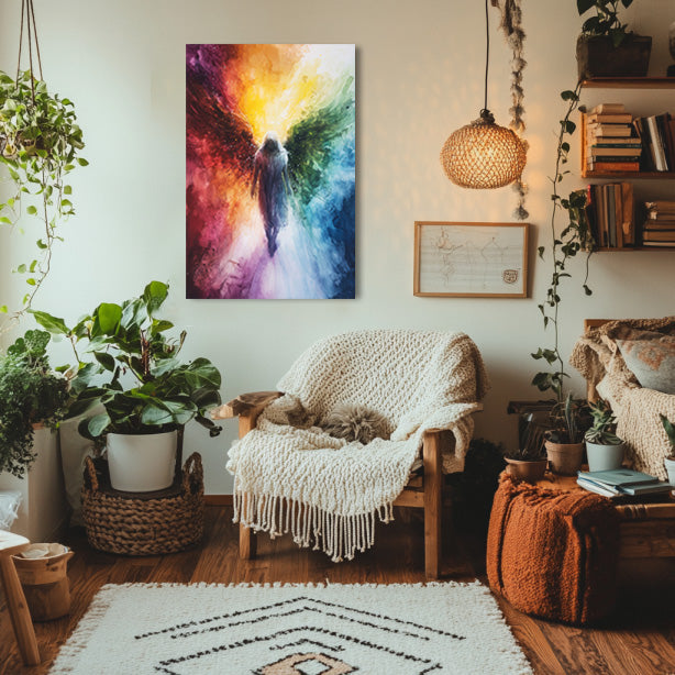 Abstract Rainbow Angel Painting
